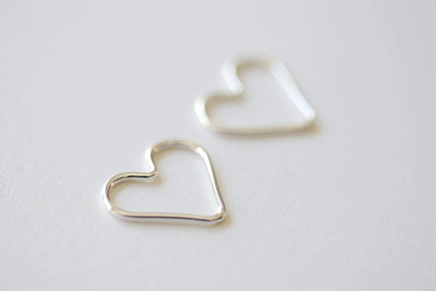 Sterling Silver Wholesale Open Wire Heart, Silver Heart Connector Link Spacer, Heart Charms, Jewelry Findings, Heart Link, Heart Jump Rings