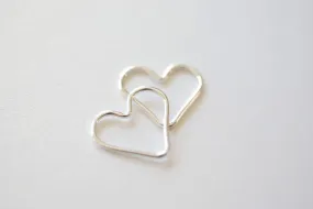 Sterling Silver Wholesale Open Wire Heart, Silver Heart Connector Link Spacer, Heart Charms, Jewelry Findings, Heart Link, Heart Jump Rings