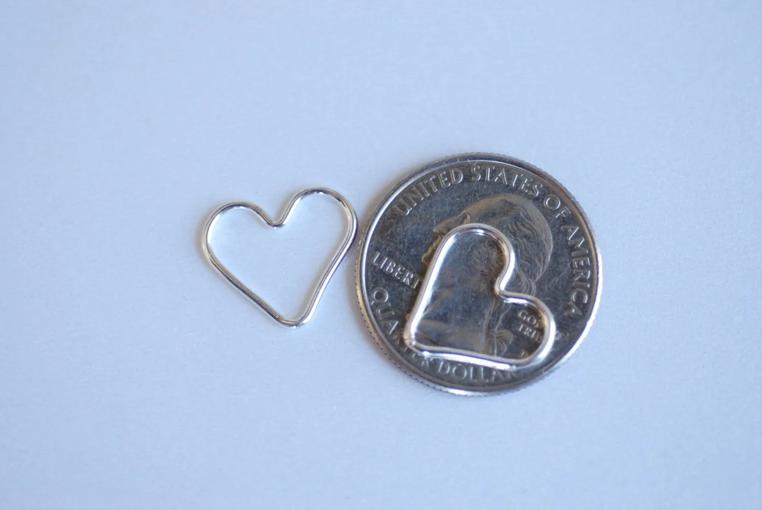 Sterling Silver Wholesale Open Wire Heart, Silver Heart Connector Link Spacer, Heart Charms, Jewelry Findings, Heart Link, Heart Jump Rings