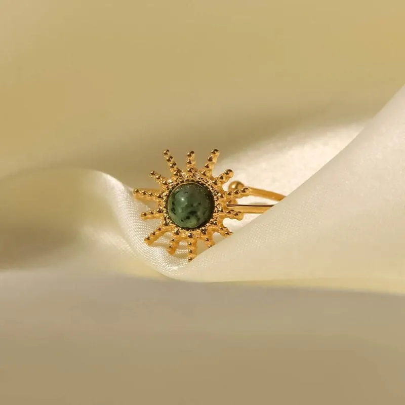 Sun Shaped Turquoise Open Rings