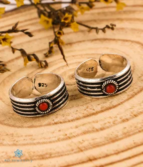 The Udvita Silver Toe-Rings (Coral)