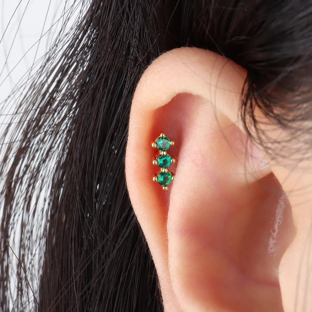 Vibrant Green Gem Stud