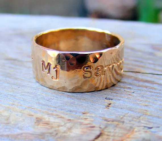 Wide Gold Ring - Gold Duck Band- Personalized Custom Engraved- Men Wedding Engagement Unisex Jewelry, Gold Filled , 14kt Rose Or Yellow Gold