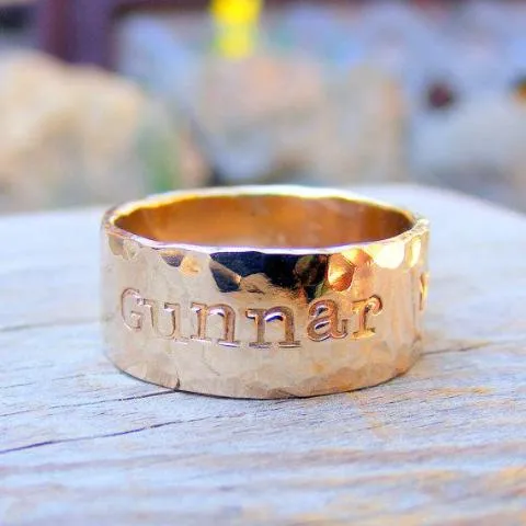 Wide Gold Ring - Gold Duck Band- Personalized Custom Engraved- Men Wedding Engagement Unisex Jewelry, Gold Filled , 14kt Rose Or Yellow Gold