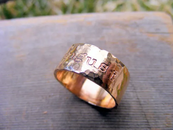 Wide Gold Ring - Gold Duck Band- Personalized Custom Engraved- Men Wedding Engagement Unisex Jewelry, Gold Filled , 14kt Rose Or Yellow Gold