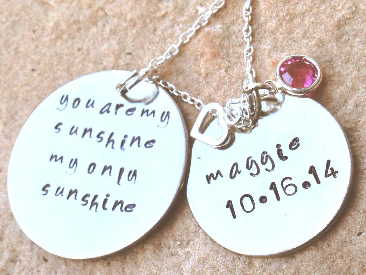 you are my sunshine necklace, Hand Stamped Necklace, Personalized Necklace, Daughter Necklace, Christmas Gifts